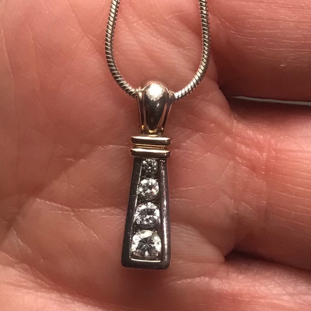 Ross-Simons 925 Sterling Silver 2Tone Pendant with Italian Snake Chain
